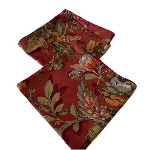 NWOT Set 2 Pair Pottery Barn "Vanessa Floral - Red" Linen Euro 24” Square Shams - Picture 1 of 7