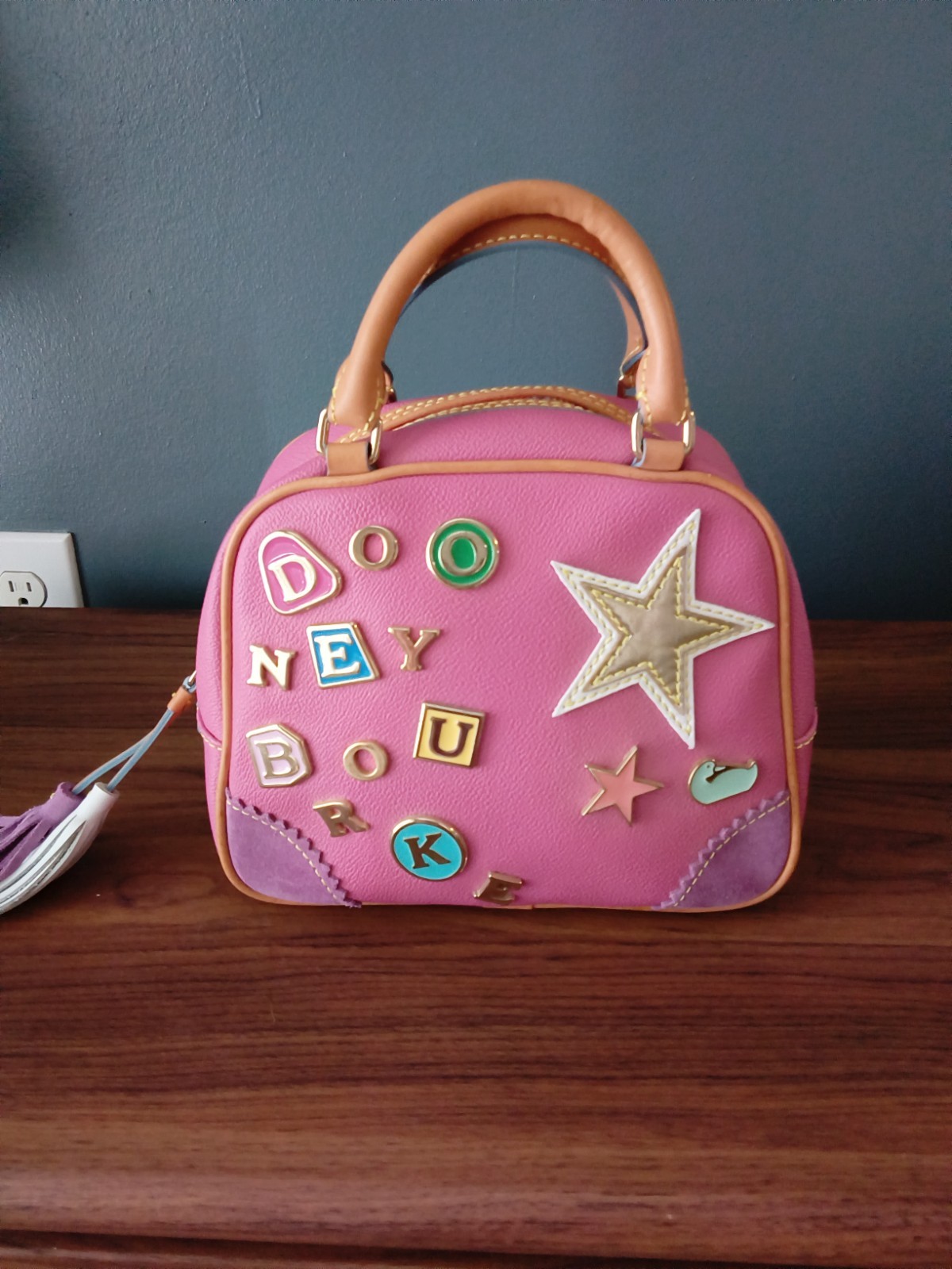 Rare Y2K Vtg 2004 Dooney & Bourke Lindsay Lohan Charms Raspberry #7 Mini Bowler