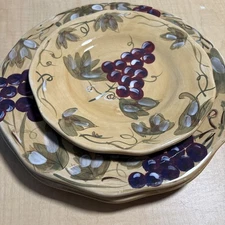 Noble Excellence Meritage, (Set of 2) Dinner Plates, Grapes, Napa Tuscany Naples