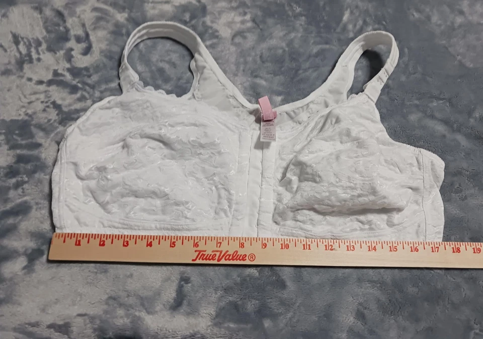 Comfort Choice Bra Womens 46DDD White Front Close Wireless Lace Full Coverage - Image 3 of 4