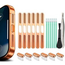 USB C Port Cover Dust Plug, 6 Pack Type C Charging for 17 Pro Max, Orange