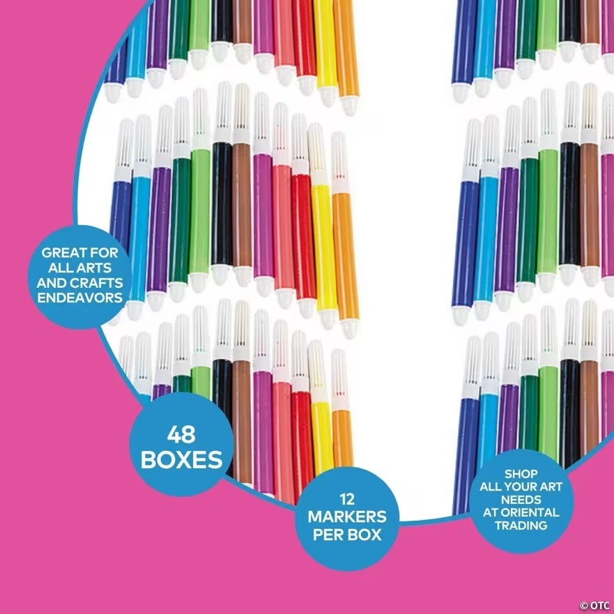 Bulk Mini Marker Set 48 Boxes 12 Color Markers Kids Party Favor --FREESHIP