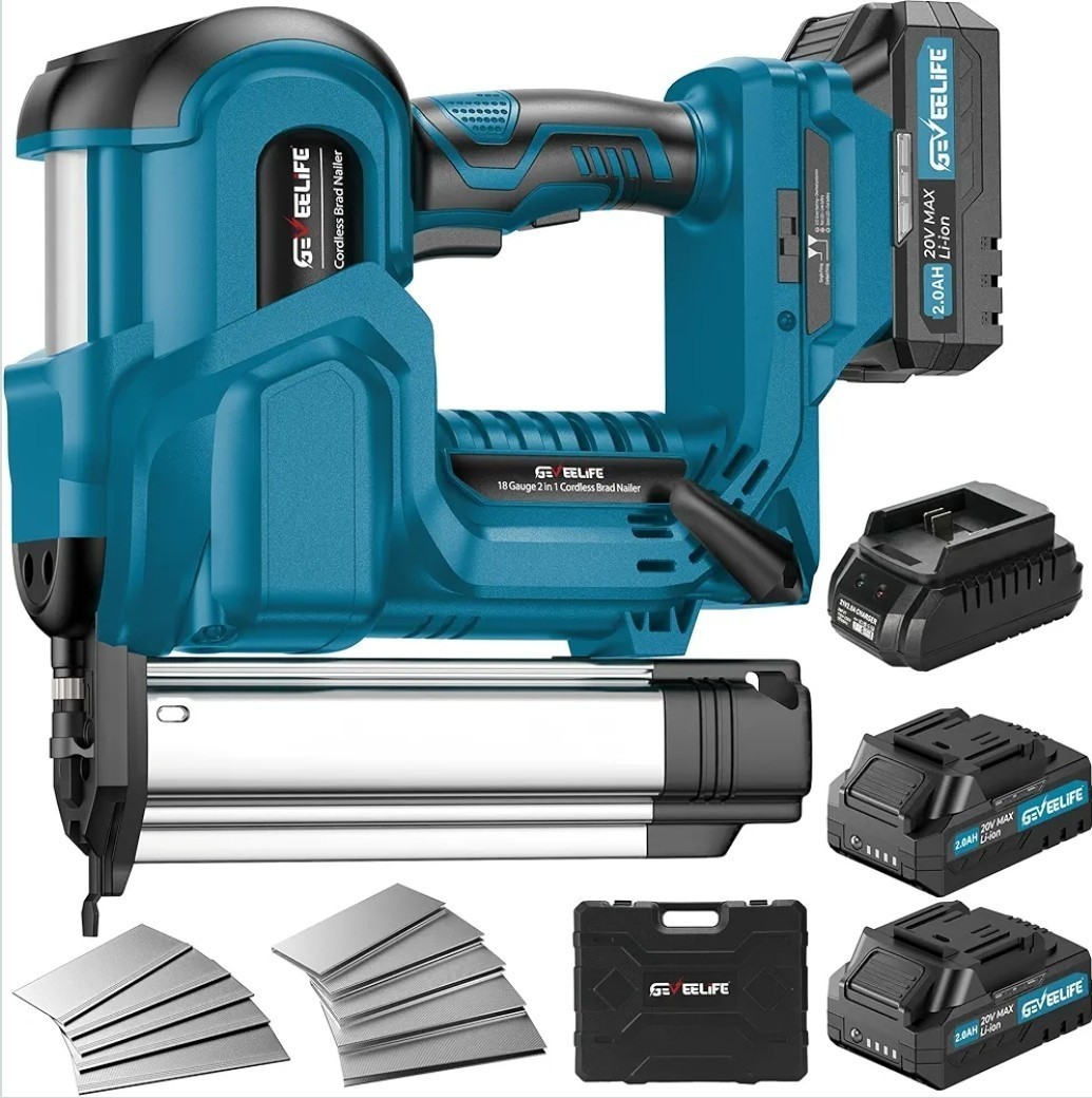 Cordless 2" Brad Nailer with 2&times;2.0Ah Batteries  2-in-1 18G 
