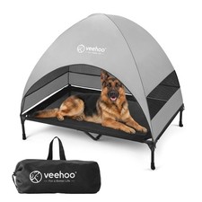 Outdoor Dog Bed with Canopy, Cooling Elevated Dog Shade for Outside