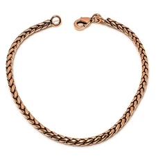 Cz Pure Copper Oxidized Chain Wheat Chain Bracelet Solid Copper Bracelet/Anklets