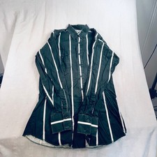 Polo Ralph Lauren Striped Button Down Shirt Green White Cotton Made in USA L
