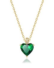 Genuine Birthstone Necklace for Women, Heart Love Necklace, 05-May Birthstone