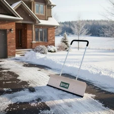 Foldable U-Handle Snow Pusher - 42-Inch HDPE Blade for Efficient Clearing