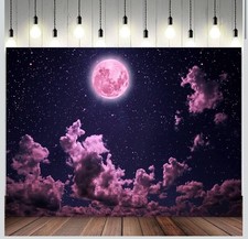 10x6.5ft Night Sky Backdrop Full Moon Sparkling Stars White Cloud Starry New Z10