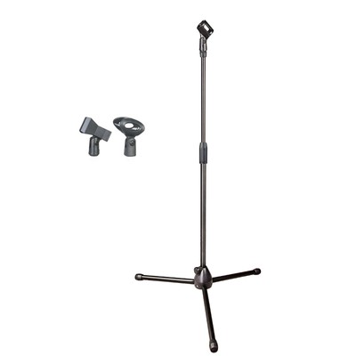 Dual Microhphone Clip Mic Stand Adjustable Mic Floor Tripod With Clip For Si SAL