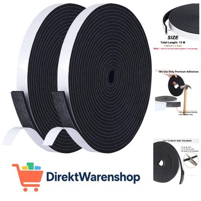 Dichtungsband Selbstklebend für Türen Fenster, 12mmB x 3mmD/12m Schaumstoff k...