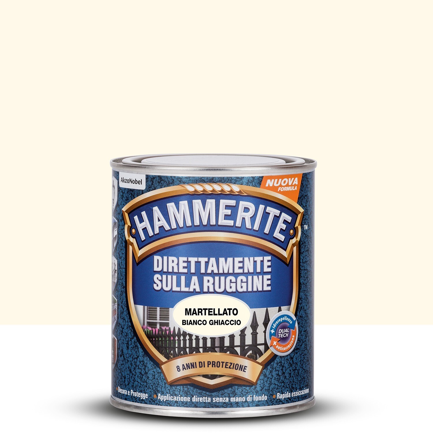 Smalto Direttamente sulla Ruggine HAMMERITE, Bianco Ghiaccio martellato (750 Ml)