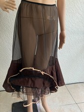 Vtg 1950's Half Slip Sheer Black Nylon Lace  Net Ruffles "Hoops my dear" Med