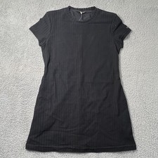Guess Jeans Dress Women L Black Vintage Y2K Pointelle Knit Short Sleeve Lined