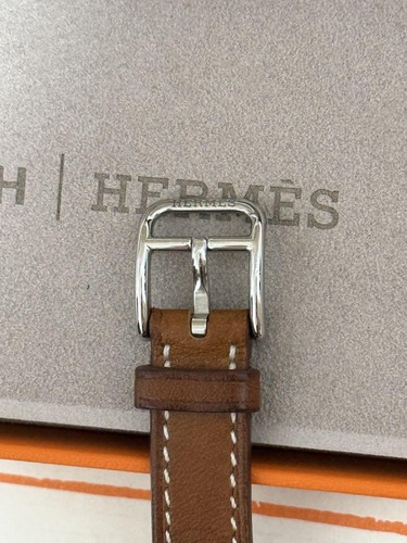 Hermès Fauve Barenia Leather Attelage Double Tour Apple Watch Band 38-42mm - Photo 8 sur 11