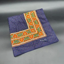 Vintage Scarf Blue Orange Teal Paoli Acetate Japan Retro Fashion Accessory