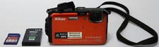 Nikon COOLPIX AW100 16.0MP Waterproof Digital Camera Orange Tested W/ Battery