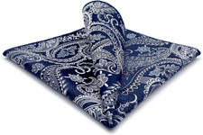 Large Mens Pocket Square Multicolor Paisley for Business Wedding, 16 inch