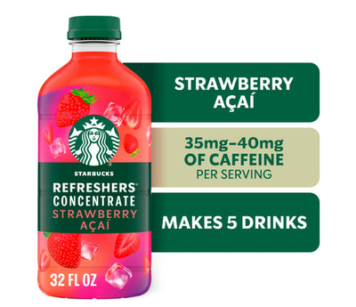 Starbucks Refreshers Concentrate Strawberry Acai, Refreshing Drink, Cold 32fl oz