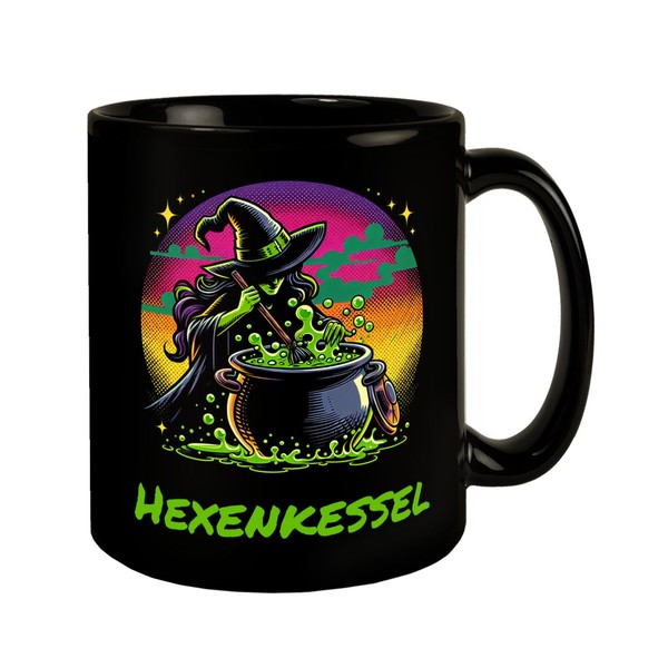 Hexe Tasse In Schwarz Mit Spruch Hexenkessel-image