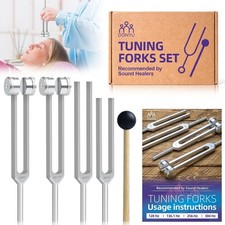 Tuning Fork Set 128 Hz, 136.1 Hz, 256 Hz, 384 Hz : Weighted Unweighted Tun...