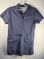 GAP Shift Dress Women XXL Blue Geometric Drop Waist Pockets SoHo Tie Front Boho