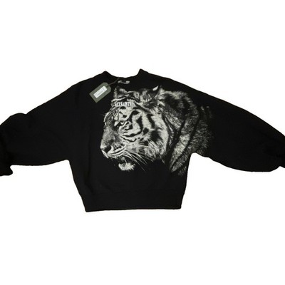 ALLSAINTS women s -Black Tiger Logo Graphic Crewneck Pullover Sweatshirt Medium
