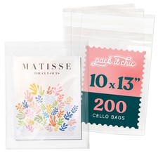 10 X 13 Self Sealing Cellophane Bags 200 Pack Resealable Adhesive Clear B...
