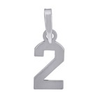 925 Sterling Silver Unisex Initial Number 2 Charm Pendant