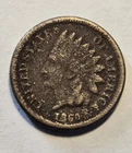 1860 Indian Head Cent 1c Penny, Good G Details, Env Damage - Exact Coin Shown