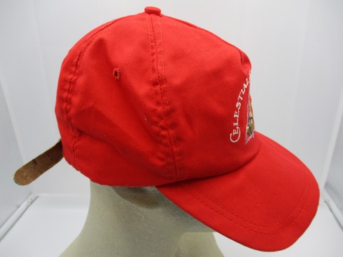 Vintage Celestial Seasonings Bear Hat Cap Strap Back Red Cowboy Western USA Mens - Picture 8 of 9