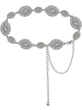 UTOWO Western Metal Belt Silver Chian Belt for Jeans Dresses