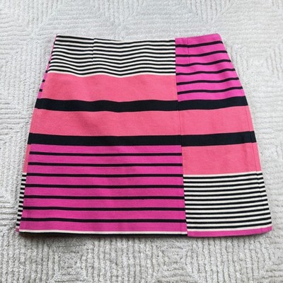 LOFTSkirt 10 Striped Pink Black White Mini Bold Party Mod Boho Parisian 60s 70s