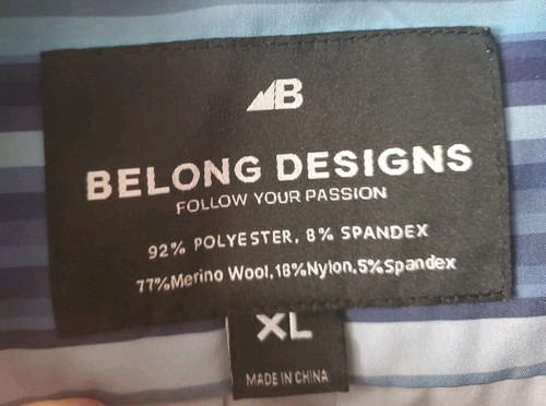 Belong Designs Shirt Mens XL Multicolor Striped Merino Wool Blend Button Up VGUC - Picture 4 of 6