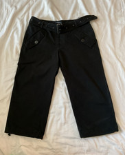 Burberry London Wide-Leg Black Cotton Belted ...