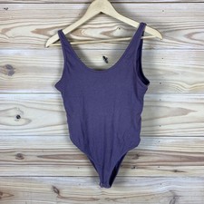 Intimately Free People Bodysuit Women Medium Purple Ribbed Scoop Neck