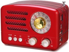 PRUNUS J-160 Retro Vintage AM FM Radio with Bluetooth, USB/TF Card Red