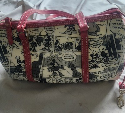 Dooney & Bourke Disney Comics Pink Leather Trim 19050K S207 Mickey Mouse