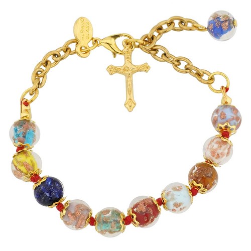Glass Of Venice Murano Glass Rosary Bracelet Italian Sommerso Beads Multicolor - - 第 1/5 張圖片
