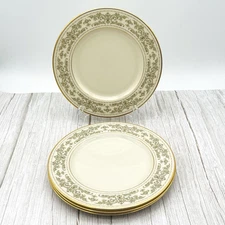 Vintage Lenox Noblesse Dinner Plates Bone China Gold Trim Set of 4 10.5" MINT