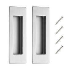 Brushed Nickel Recessed Pocket Door Handles Flush Sliding Closet Pulls 6 Pack