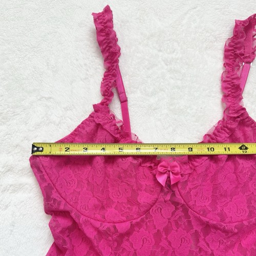 Cinema Etoile Hot Pink Stretch Lace Fit & Flare Babydoll Nightie Slip Dress XL - Picture 5 of 11