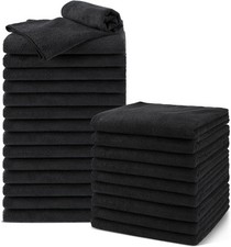 Salon Towels 24 Pack, Microfiber Barber Towel Bulk, 16x29 Small, Black