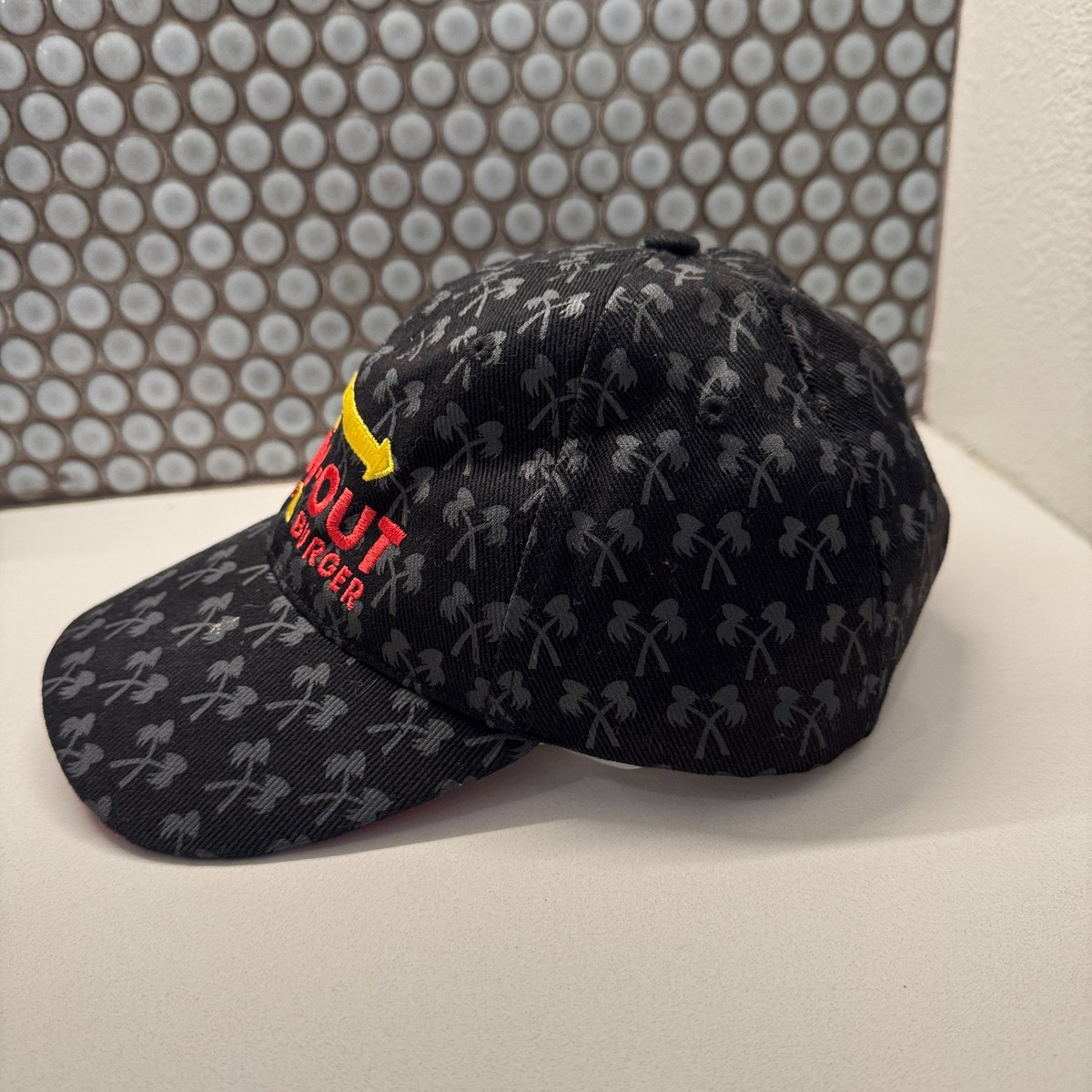 IN-N-OUT BURGER Hat Cap Palm Trees Employee Black Merch Fast Food Strap Back View 3