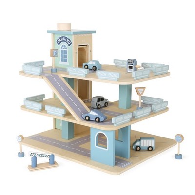 Bayer Chic 2000 Kinder Parkgarage Parkhaus 3-stöckig mit Zubehör aus Holz NEU