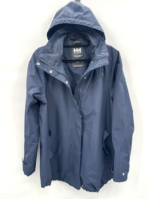 $300 Helly Hansen Navy Blue Helly Tech Waterproof Hooded Rain Jacket Coat Sz XL