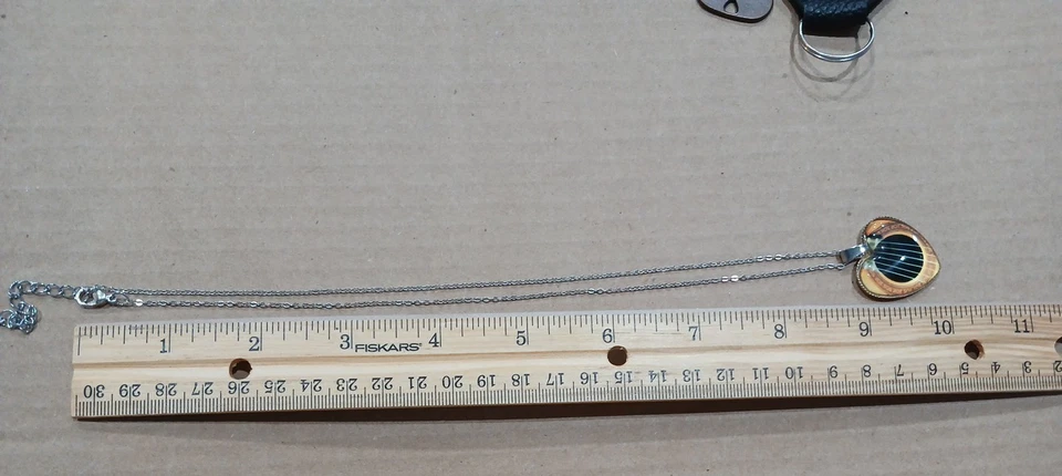 Guitar Pick Heart Necklace And Charm Leather Pouch I Pick You Always And Forever - Image 3 of 4