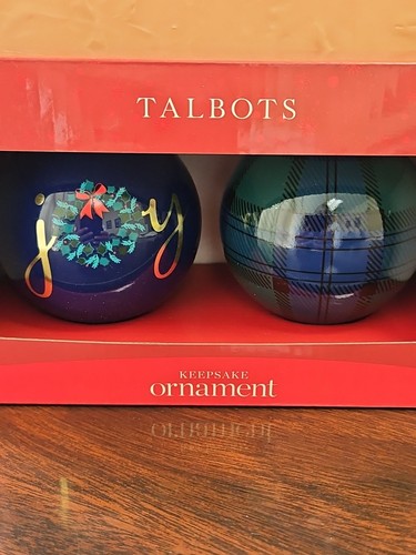 Talbots Joyful Ornament Set of 2 NEW IN BOX - Picture 2 of 9