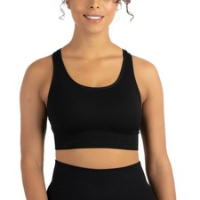 Members Mark Womens Seamless Racerback Sports Bra Black Size XXL