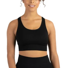 Members Mark Womens Seamless Racerback Sports Bra Black Size L